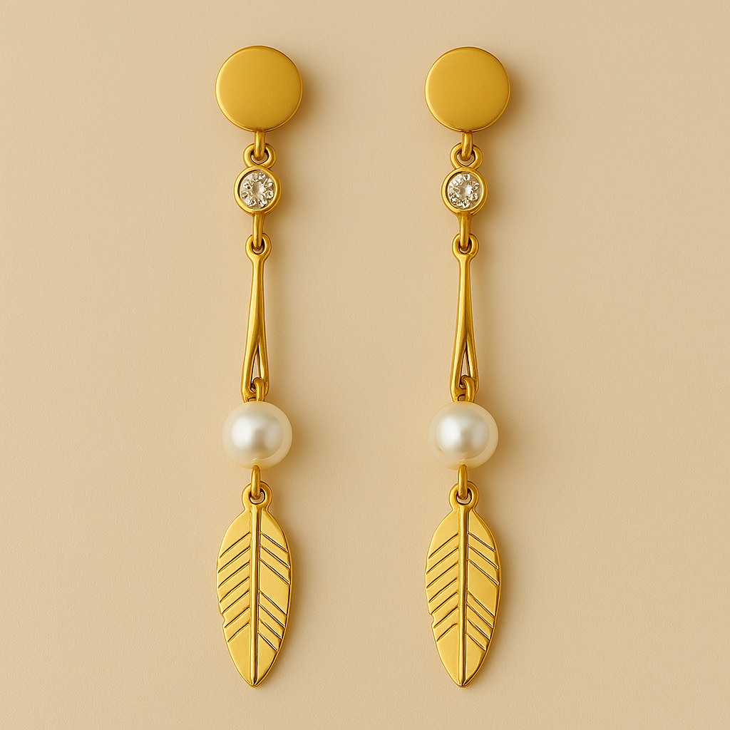 Whisperleaf Pearl Drop Earrings