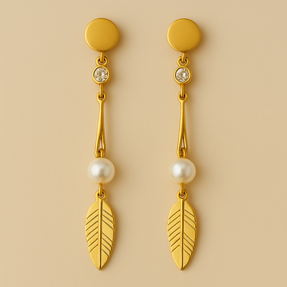 Whisperleaf Pearl Drop Earrings