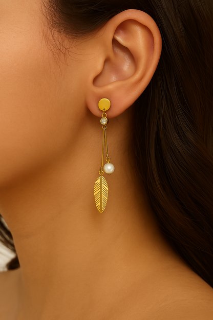 Whisperleaf Pearl Drop Earrings