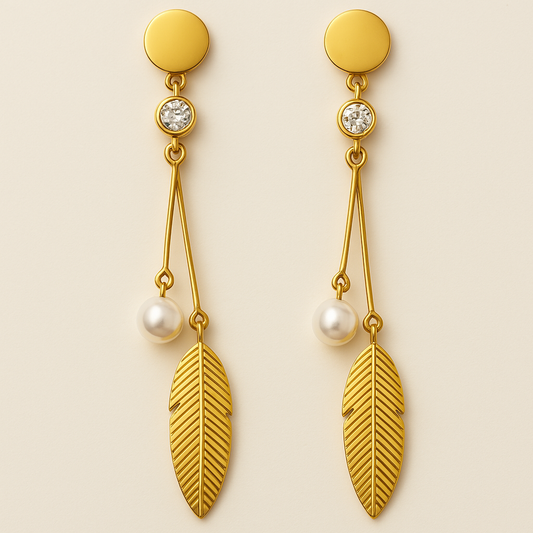 Whisperleaf Pearl Drop Earrings